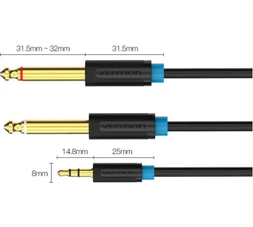 Кабель Vention аудио Jack 3,5 mm M/2Jack 6,5 mm M - 1 м Vention BACBF Кабель Vention аудио Jack 3,5 mm M/2Jack 6,5 mm M - 1 м Vention BACBF