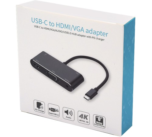 Переходник 0.1 m Type-C(m) => HDMI+VGA+USB Переходник Atcom Type-C M/HDMI+VGA+USB (AT2810)