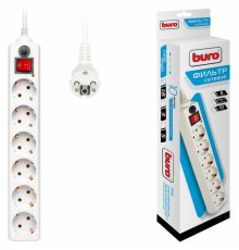 Сетевой фильтр Buro 600SH-1.8-W 1.8м (6 розеток) белый (коробка)