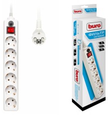Сетевой фильтр Buro 600SH-3-W 3м (6 розеток) белый (коробка)