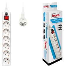 Сетевой фильтр Buro 600SH-5-W 5м (6 розеток) белый (коробка)