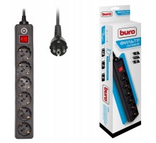 Сетевой фильтр Buro 600SH-5-B 5м (6 розеток) черный (коробка)