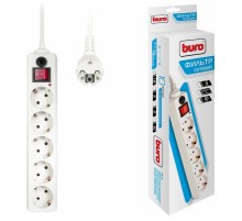 Сетевой фильтр Buro 500SH-1.8-W 1.8м (5 розеток) белый (коробка)