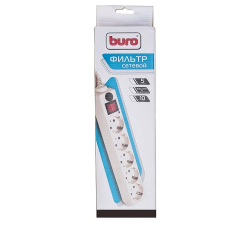 Сетевой фильтр Buro 500SH-3-W 3м (5 розеток) белый (коробка) Сетевой фильтр Buro 500SH-3-W 3м (5 розеток) белый (коробка)
