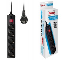Сетевой фильтр Buro 500SH-3-B 3м (5 розеток) черный (коробка)