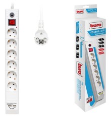 Сетевой фильтр Buro BU-SP3_USB_2A-W 3м (6 розеток) белый (коробка)