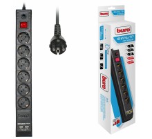 Сетевой фильтр Buro BU-SP3_USB_2A-B 3м (6 розеток) черный (коробка)