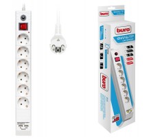 Сетевой фильтр Buro BU-SP5_USB_2A-W 5м (6 розеток) белый (коробка)