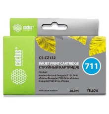 Картридж струйный Cactus CS-CZ132 №711 желтый (26мл) для HP DJ T120/T520