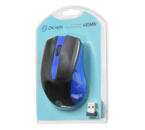 Мышь Оклик 485MW черный/синий оптическая (1200dpi) беспроводная USB (2but) Мышь Оклик 485MW черный/синий оптическая (1200dpi) беспроводная USB (2but)
