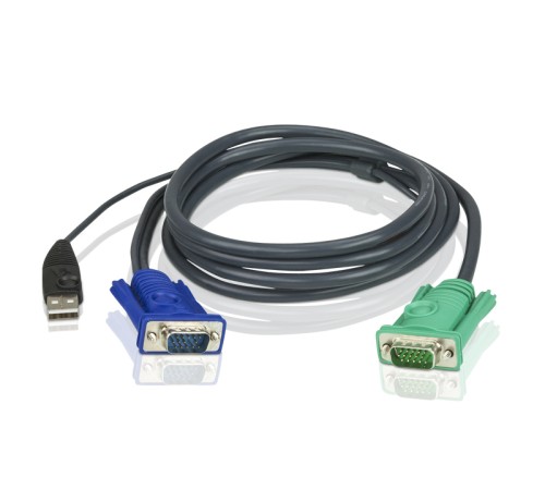 Кабель KVM USB "гидра" 1.8м SHD15M/USB A(M)--SPHD15M(G) ATEN 2L-5202U