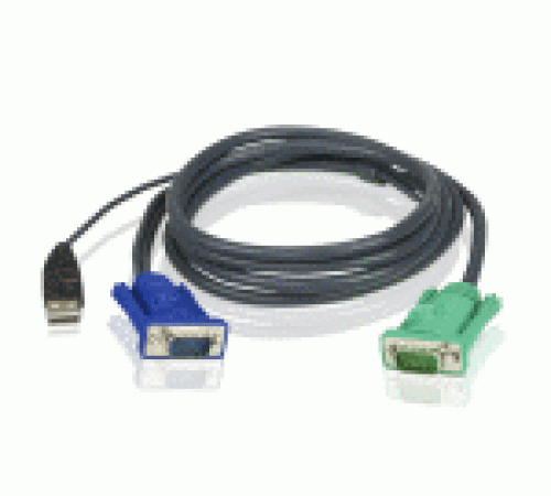 Кабель KVM USB "гидра" 1.8м SHD15M/USB A(M)--SPHD15M(G) ATEN 2L-5202U