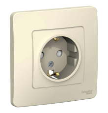 Systeme electric BLNRS001112 BLANCA С/У РОЗЕТКА с заземлением со шторками, 16А, 250В, МОЛОЧНЫЙ