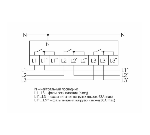 Реле контроля напряжения CP-723 (трехфазное; два режима работы - три однофазных реле или трехфазное