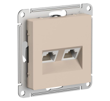 Розетка компьютерная 2-м AtlasDesign RJ45+RJ45 кат.5E механизм песочн. SE ATN001285