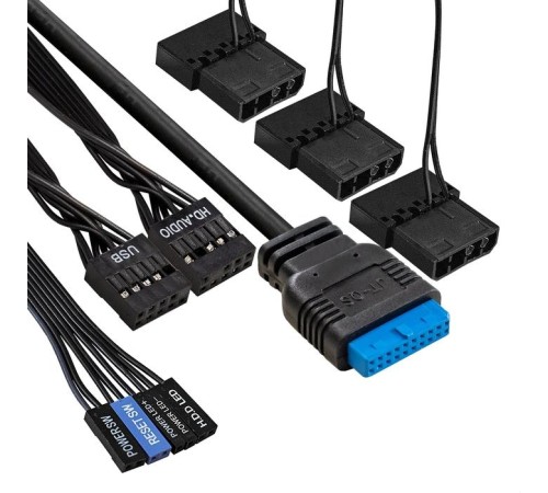 Exegate EX295766RUS Корпус Miditower ExeGate EVO-5001A (ATX, без БП, 2*USB+1*USB3.0+HD Audio, черный, 3 вент.12см с RGB подсветкой, боковая панель - закаленное стекло)