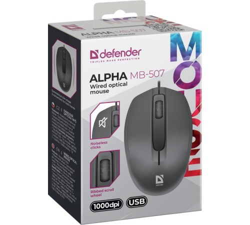 Мышка USB OPTICAL MB-507 BLACK 52507 ALPHA DEFENDER