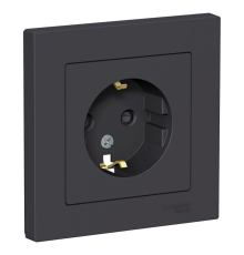 Systeme electric ATN001044 ATLASDESIGN РОЗЕТКА с заземлением со шторками, 16А, в сборе, КАРБОН