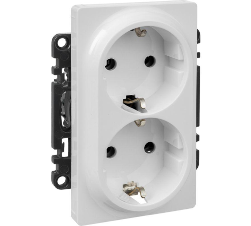 Legrand 753127 Valena LIFE.Силовая розетка двойная 2х2К+З 16А 250В с лицевой панелью.Безвинтовые зажимы.Белая