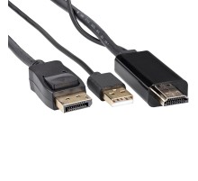 Кабель-переходник HDMI(M) +USB---> DP(M)  4K*60Hz 1.8M, VCOM <CG599AC-1.8M> Кабель-переходник VCOM USB Type-A M+HDMI M/DisplayPort M (CG599AC-1.8M)