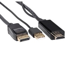 Кабель-переходник HDMI(M) +USB---> DP(M)  4K*60Hz 1.8M, VCOM <CG599AC-1.8M> Кабель-переходник VCOM USB Type-A M+HDMI M/DisplayPort M (CG599AC-1.8M)