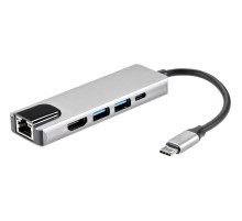 Адаптер USB 3.1 Type-Cm ->HDMI A(m) 4K@30Hz, RJ45, 2XUSB3.0, PD, iOpen <ACU435M> VCOM Адаптер iOpen USB 3.1 Type-C M/HDMI F+RJ45+USB 3.0+USB Type-C F (ACU435M)