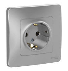 Systeme electric BLNRS001013 BLANCA С/У РОЗЕТКА с заземлением без шторок, 16А, 250В, АЛЮМИНИЙ