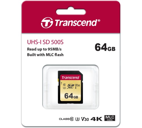 Карта памяти Transcend SDXC 500S (TS64GSDC500S) Карта памяти Transcend SDXC 500S (TS64GSDC500S)