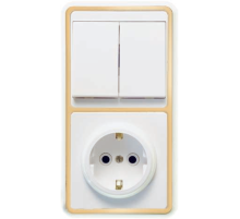 Блок БКВР-032 Бэлла (2-кл. выкл. + розетка с заземл.) зол. Кунцево 5832