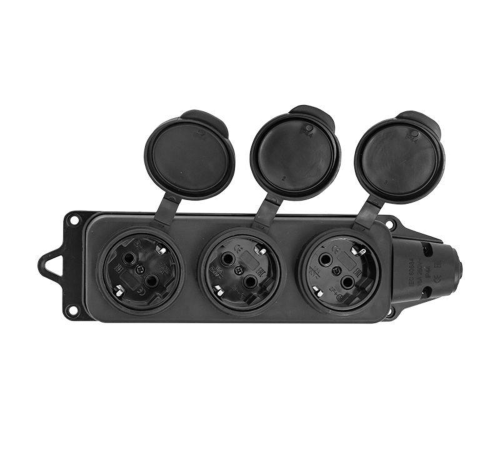 EKF RPS-015-16-230-44 Розетка трехместная с защит. крышками каучуковая 230В 2P+PE 16A IP44 EKF PROxima EKF RPS-015-16-230-44 Розетка трехместная с защит. крышками каучуковая 230В 2P+PE 16A IP44 EKF PROxima
