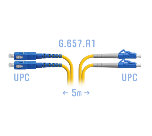 Патчкорд оптический LC/UPC-SC/UPC SM G.657.A1 Duplex 5 метров Патчкорд оптический LC/UPC-SC/UPC SM G.657.A1 Duplex 5 метров