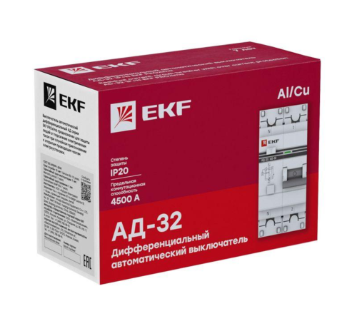 EKF DA32-25-30-pro Дифференциальный автомат АД-32 1P+N 25А/30мА (хар. C, AC, электронный, защита 270В) 4,5кА EKF PROxima EKF DA32-25-30-pro Дифференциальный автомат АД-32 1P+N 25А/30мА (хар. C, AC, электронный, защита 270В) 4,5кА EKF PROxima