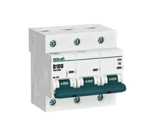 Выключатель автоматический модульный 3п D 100А 10кА ВА-201 DEKraft 13021DEK