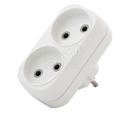 Тройник на 2 розетки без заземления 6А