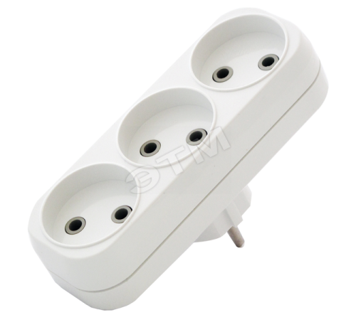 Тройник на 3 гнезда без заземления 6А