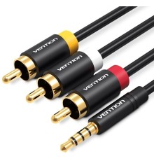 Кабель Vention аудио Jack 3,5 mm M/3RCA M - 1.5м Чёрный Vention VAB-R07-B150 Jack 3,5 mm M / 3RCA M