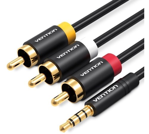 Кабель Vention аудио Jack 3,5 mm M/3RCA M - 1.5м Чёрный Vention VAB-R07-B150 Jack 3,5 mm M / 3RCA M