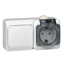 Systeme electric BPA16-241B ЭТЮД I Р 44 О/У БЛОК: РОЗ. з/к со шт. 16А 250B, ВЫКЛ.1-клав.10А, БЕЛЫЙ, Россия