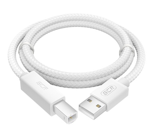 GCR Кабель Premium 1.0m USB 2.0, AM/BM, белый нейлон 28/24 AWG, экран, армированный, морозостойкий, GCR-54211 Кабель Greenconnect 1 м (GCR-54211)
