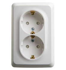 Systeme electric PA16-108B ЭТЮД O/У двойная угловая РОЗЕТКА с заземлением со шторками 16А, БЕЛЫЙ, Россия