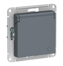 Systeme electric ATN000746 ATLASDESIGN РОЗЕТКА с заземл. со шторками с крышкой, 16А, IP20, механизм, ГРИФЕЛЬ