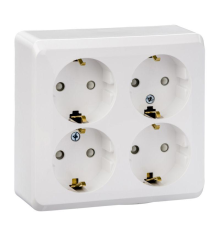 Systeme electric PA16-208B ЭТЮД O/У 4-местная РОЗЕТКА с заземлением со шторками 16А 250В, БЕЛЫЙ, Россия