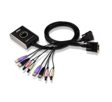 2-портовый KVM-переключатель со встроенными KVM кабелями 2х(1,2м), 1 user DVI-D(Female)+ 2хUSB(Тип А(Female)) +2хАудио(Female) <-> 2 cpu DVI-D(Male)+2хUSB(Тип А(Male))+2хАудио(Male), настольный, некаскад., не требуется внешнее питание ATEN CS682