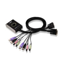 2-портовый KVM-переключатель со встроенными KVM кабелями 2х(1,2м), 1 user DVI-D(Female)+ 2хUSB(Тип А(Female)) +2хАудио(Female) <-> 2 cpu DVI-D(Male)+2хUSB(Тип А(Male))+2хАудио(Male), настольный, некаскад., не требуется внешнее питание ATEN CS682