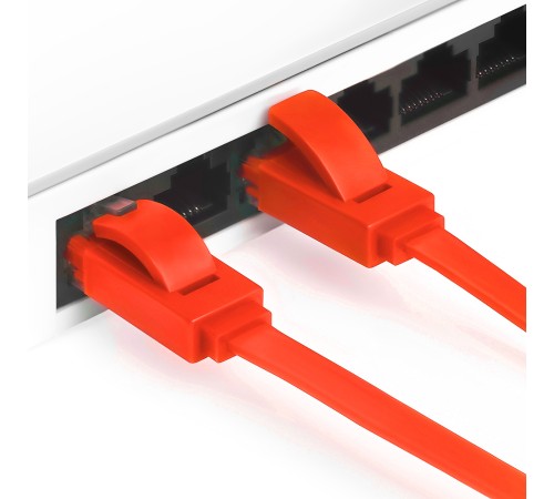 GCR Патч-корд  5.0m, кат.6, PROF, плоский,прямой, UTP, медь, красный, 30 AWG, ethernet high speed 10 Гбит/с, RJ45, T568B (GCR-LNC624-5.0m)