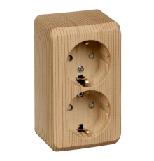 Systeme electric PA16-008D ЭТЮД О/У двойная РОЗЕТКА с заземлением со шторками 16А 250B, СОСНА, Россия