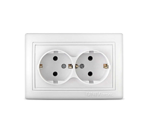 Розетка 2-м СП Севиль 16А IP20 с заземл. бел. UNIVersal С0128