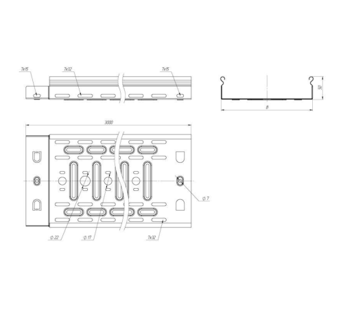 EKF L5010001-0,55 Лоток перф. 50х100х3000-0,55 мм EKF (3 метра) EKF L5010001-0,55 Лоток перф. 50х100х3000-0,55 мм EKF (3 метра)