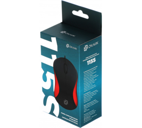 Oklick 115S for Notebooks Black/Red Optical 1000DPI USB [711637]