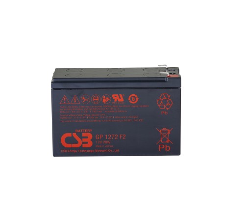 Батарея CSB серия GP, GP1272 (12V28W) , напряжение 12В, емкость 28 Вт/Эл при 15-мин. разряде до U кон. - 1.67 В/Эл при 25 °С, (разряд 20 часов), макс. ток разряда (5 сек.) 100А, ток короткого замыкания 304А, макс. ток заряда 2.8A, свинцово-кислотная типа